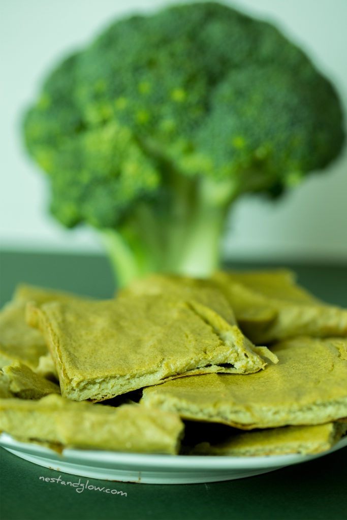 flatbread made from just quinoa and broccoli