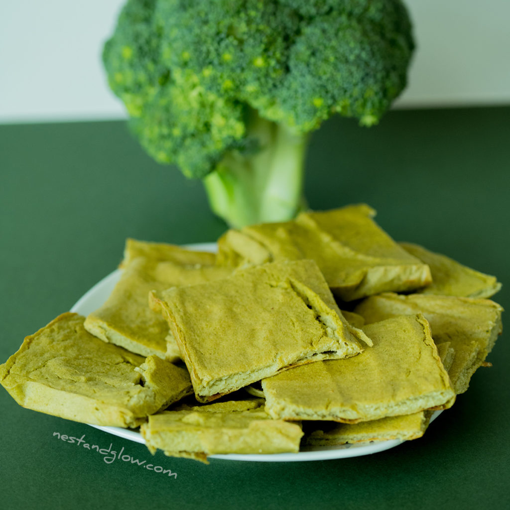 a plate of 2 ingredient quinoa broccoli bread. high protein bread that's free of flour and gluten.