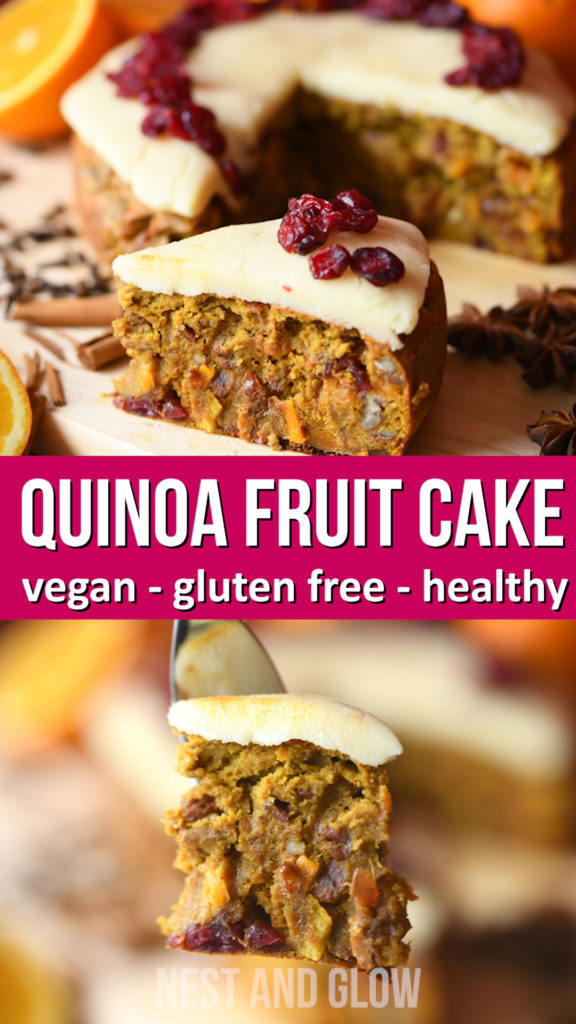 Quinoa fruit cake is naturally gulten free and vegan. Made without butter, flour or sugar so loaded with goodness.