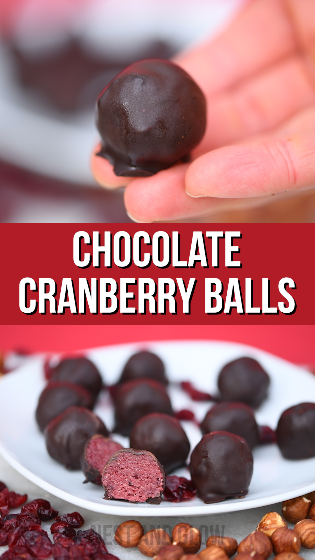 3 Ingredient Cranberry Chocolate Candy - vegan + healthy