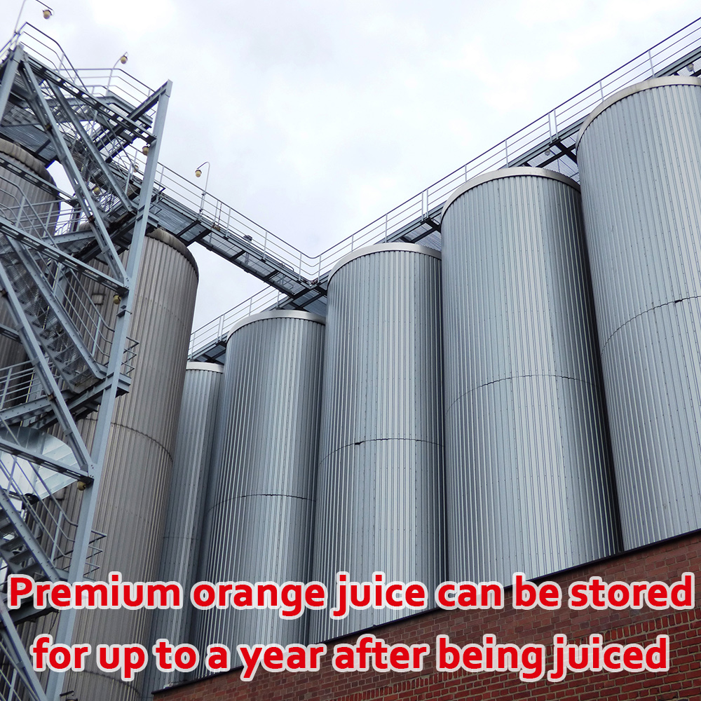 orange juice stored in a vat for up to a year