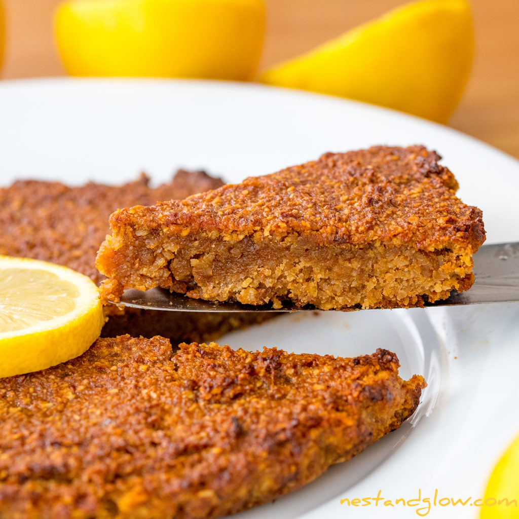 a slice of healthy gluten free cake recipe that's made without flour, butter or sugar. naturally full of goodness and vegan.